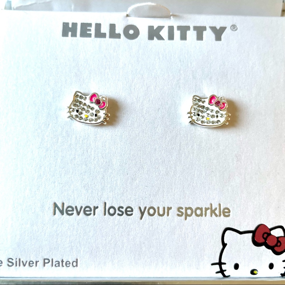 Hello Kitty Rhinestone Stud Earrings - Picture 2 of 4